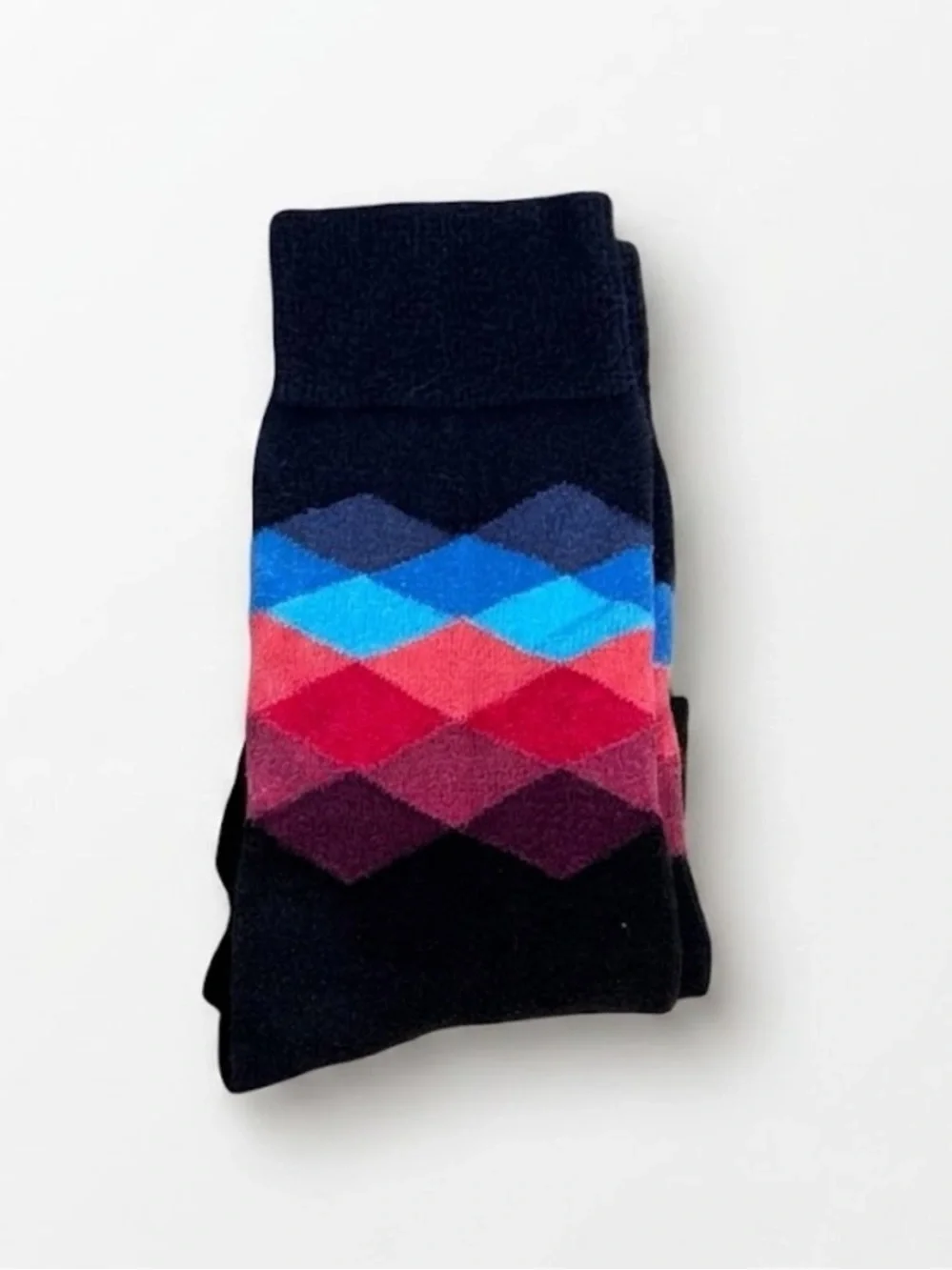 Happy Socks Unisex Colorful Argyle Crew Socks OSFM Multi-Color Blue Red Black